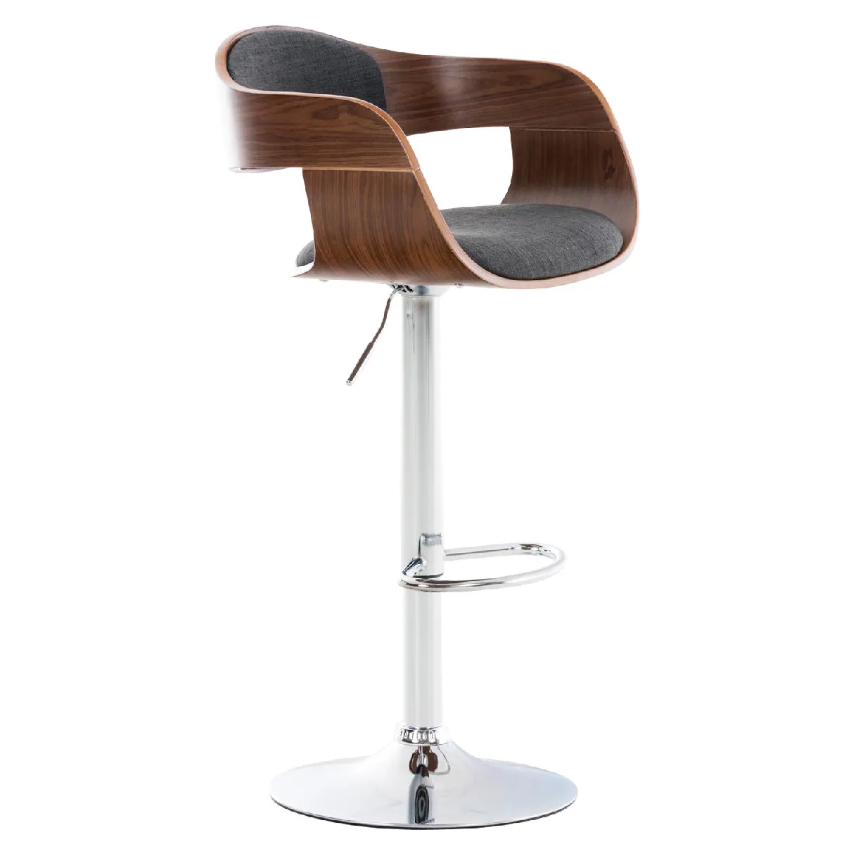 Tabouret De Bar X1 Design Scandinave En Tissu Gris Foncé Et Structure En Bois 10_0005047