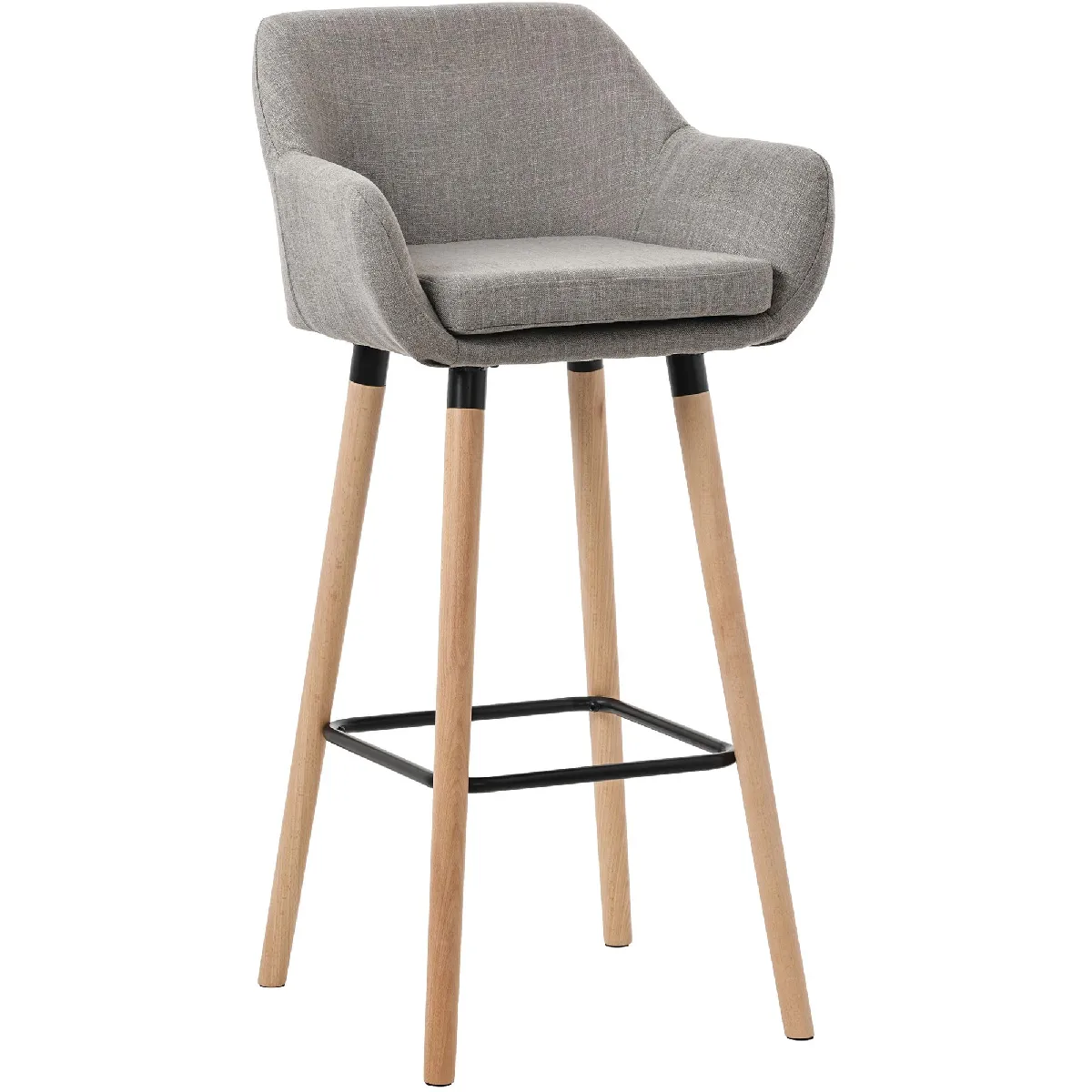 Tabouret De Bar Lounge X1 Design Scandinave Assise En Tissu Gris Pieds En Bois 10_0004917
