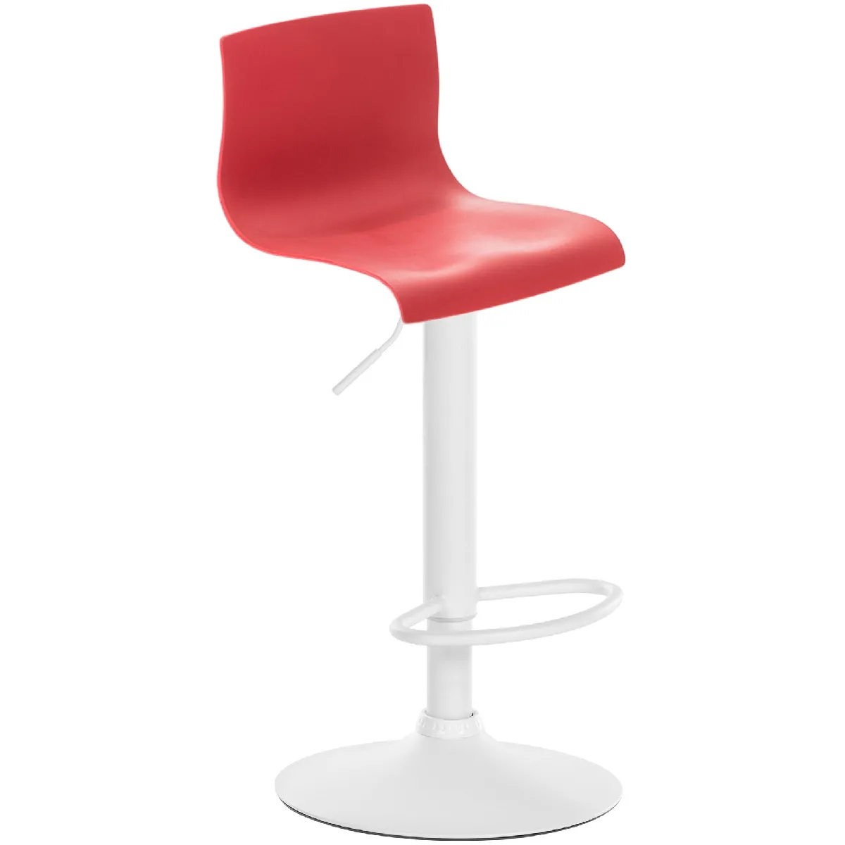 Tabouret De Bar X1 Avec Repose-pieds Pivotant Dossier Incurvé En Plastique Rouge Et Métal 10_0004985