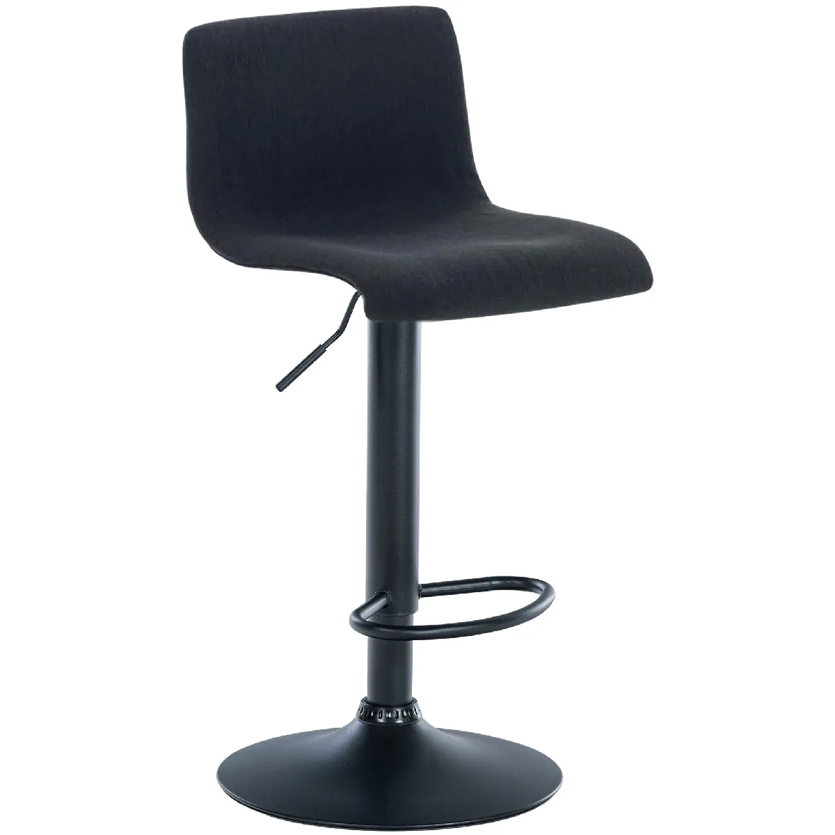Tabouret De Bar X1 Avec Repose-pieds Pivotant Dossier Incurvé En Tissu Noir Et Métal 10_0004963