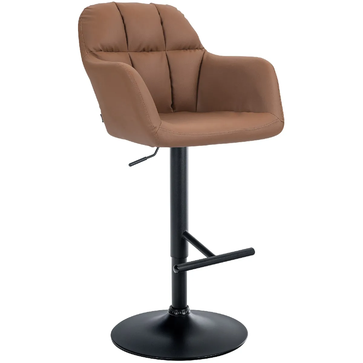 Tabouret De Bar Chaise Haute X1 Fonction Rotation 360° En Pvc Marron Clair Avec 10_0005263