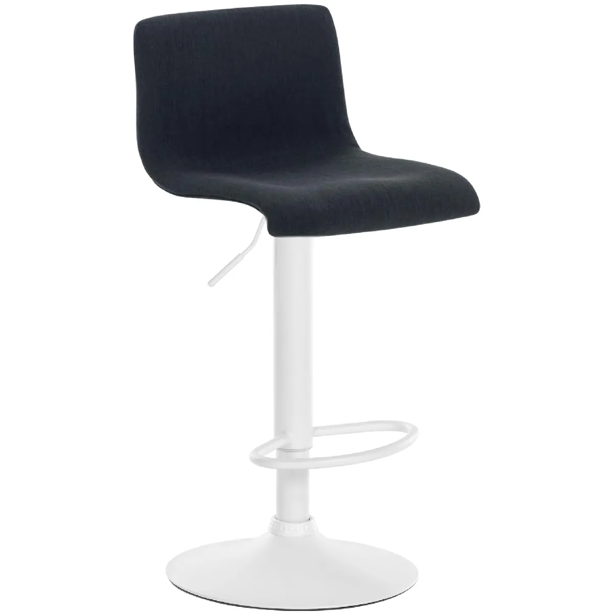 Tabouret De Bar X1 Avec Repose-pieds Pivotant Dossier Incurvé En Tissu Noir Et Métal 10_0004981