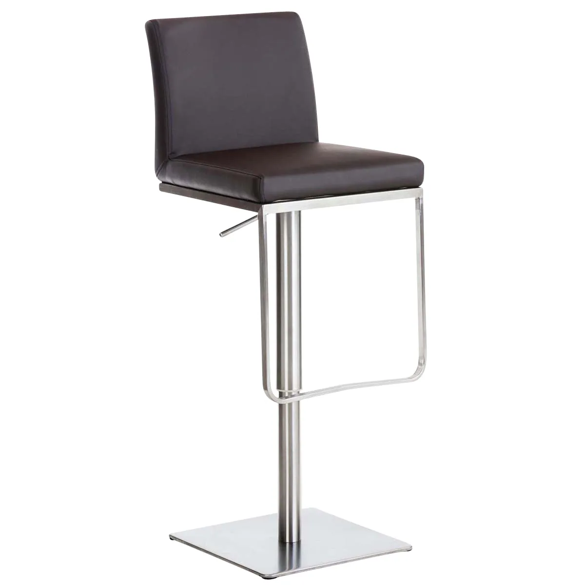 Tabouret De Bar X1 Avec Repose-pieds Plaque De Base Carrée En Acier Inoxydable Assise 10_0005310