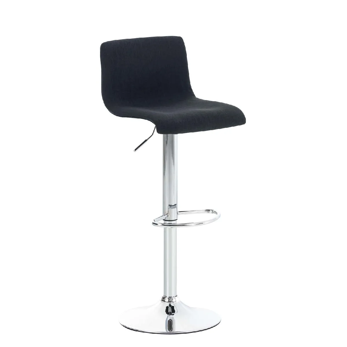Tabouret De Bar X1 Avec Repose-pieds Pivotant Dossier Incurvé En Tissu Noir Et Métal 10_0004969