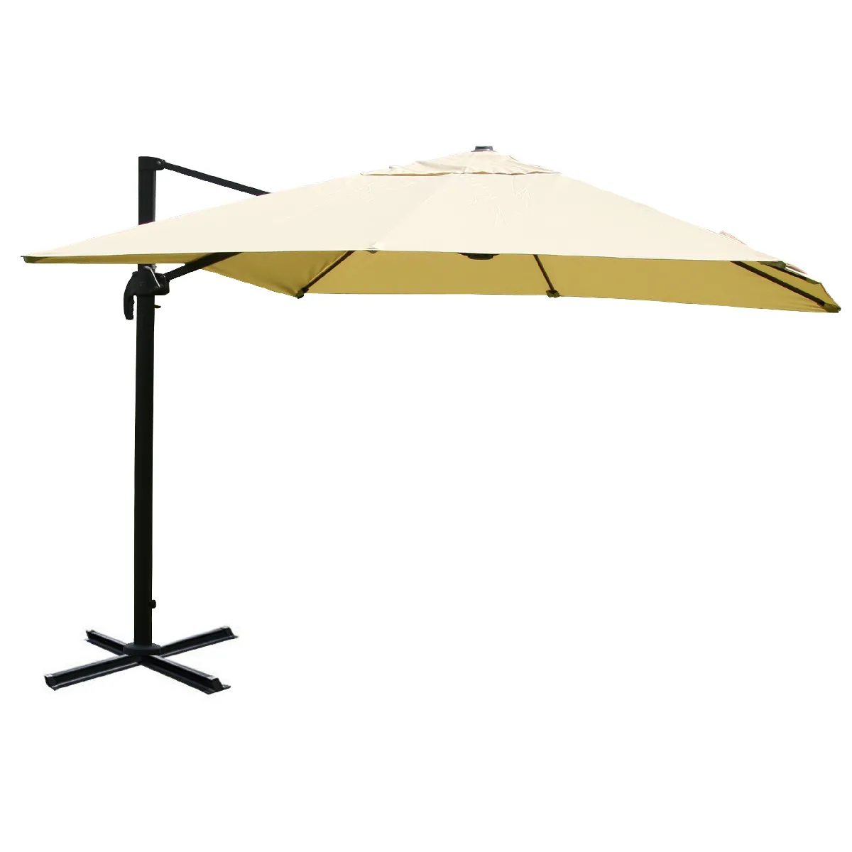 Parasol Déporté Suspendu Avec Croix De Base Et Plaque Rotative 3 X 3m Polyester 04_0007972
