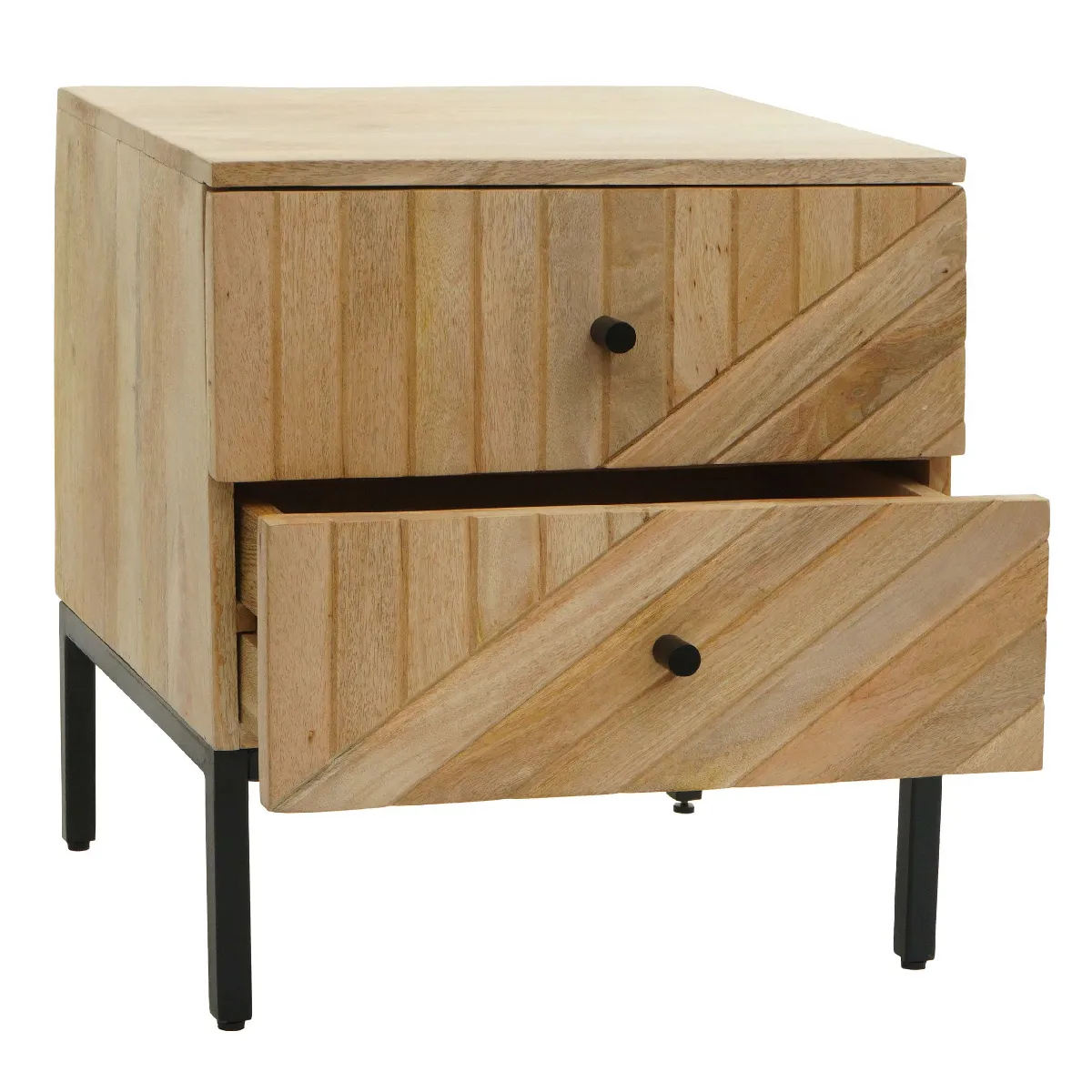 Table De Chevet Table D'appoint Avec Tiroirs En Bois De Manguier 51 X 45 04_0008528