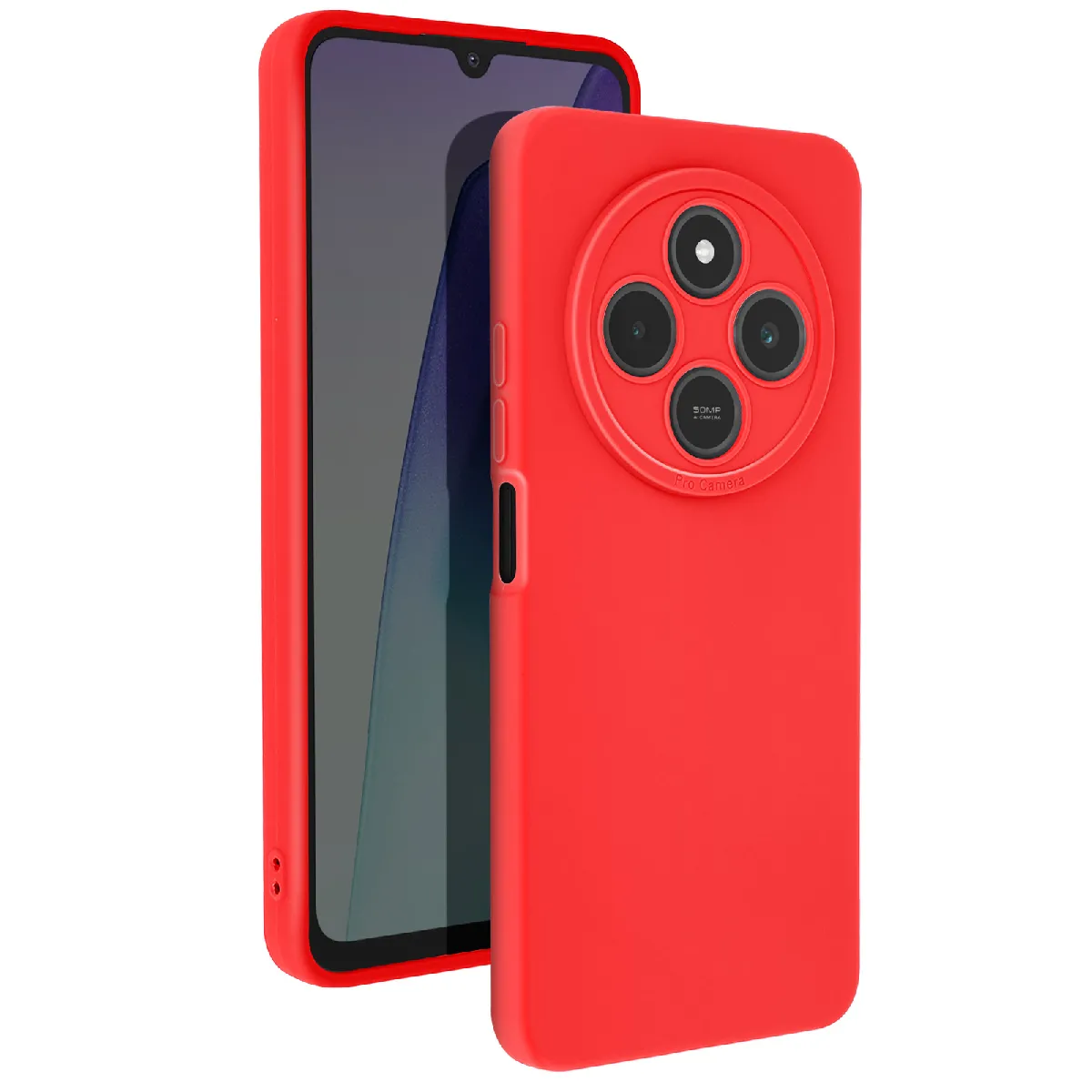 Coque Pour Xiaomi Redmi 14c Silicone Mat Bloc Caméra Protégé Rouge