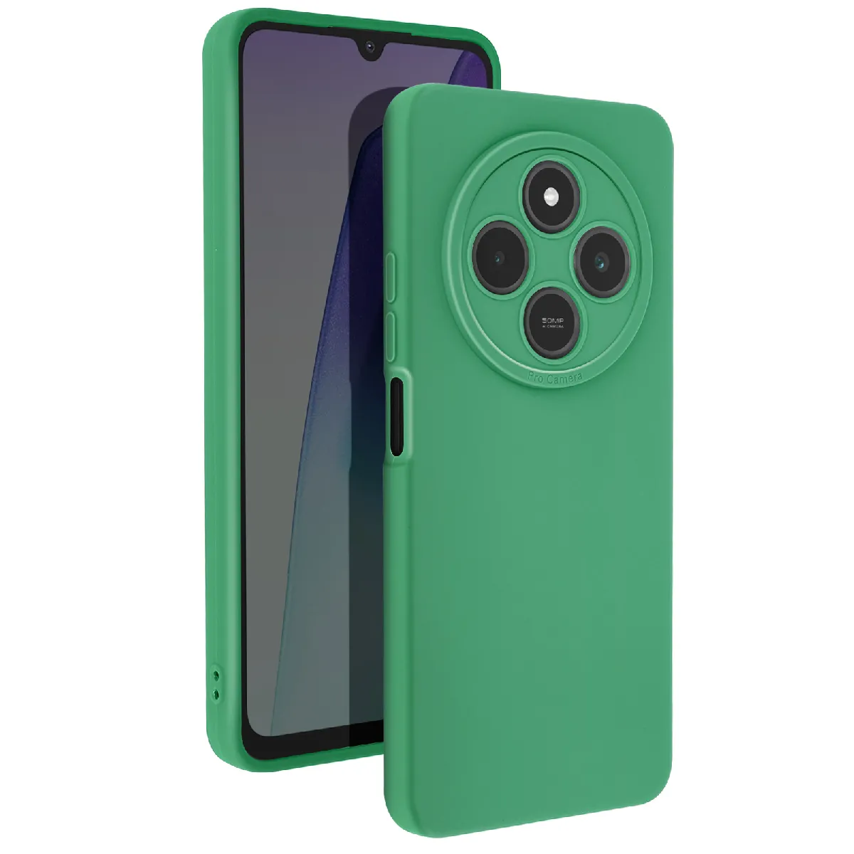 Coque Pour Xiaomi Redmi 14c Silicone Mat Bloc Caméra Protégé Vert