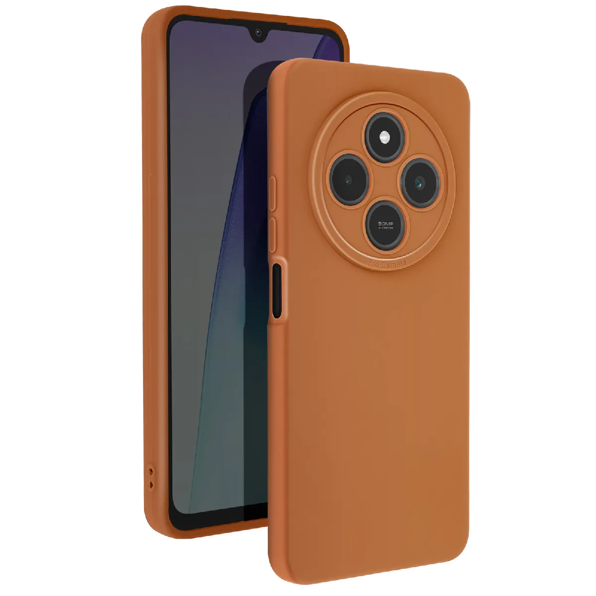 Coque Pour Xiaomi Redmi 14c Silicone Mat Bloc Caméra Protégé Marron