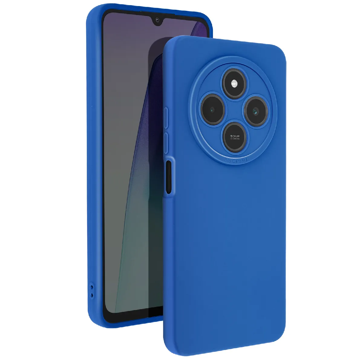Coque Pour Xiaomi Redmi 14c Silicone Mat Bloc Caméra Protégé Bleu