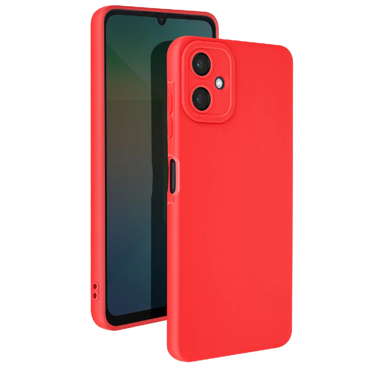 Coque Pour Samsung Galaxy A06 Silicone Mat Bloc Caméra Protégé Rouge