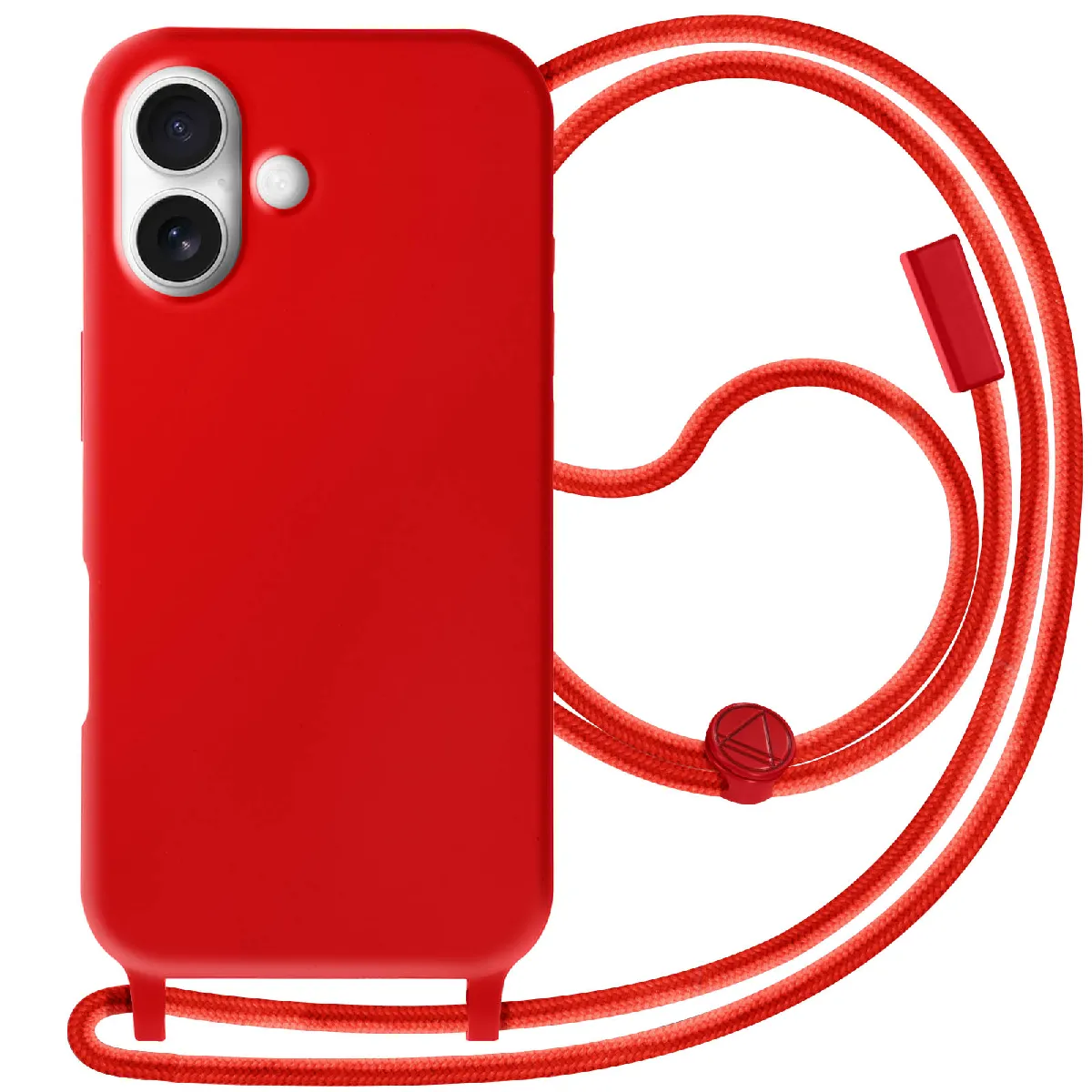 Coque Pour Iphone 16 Soft Touch Avec Cordon Tour De Cou Rouge