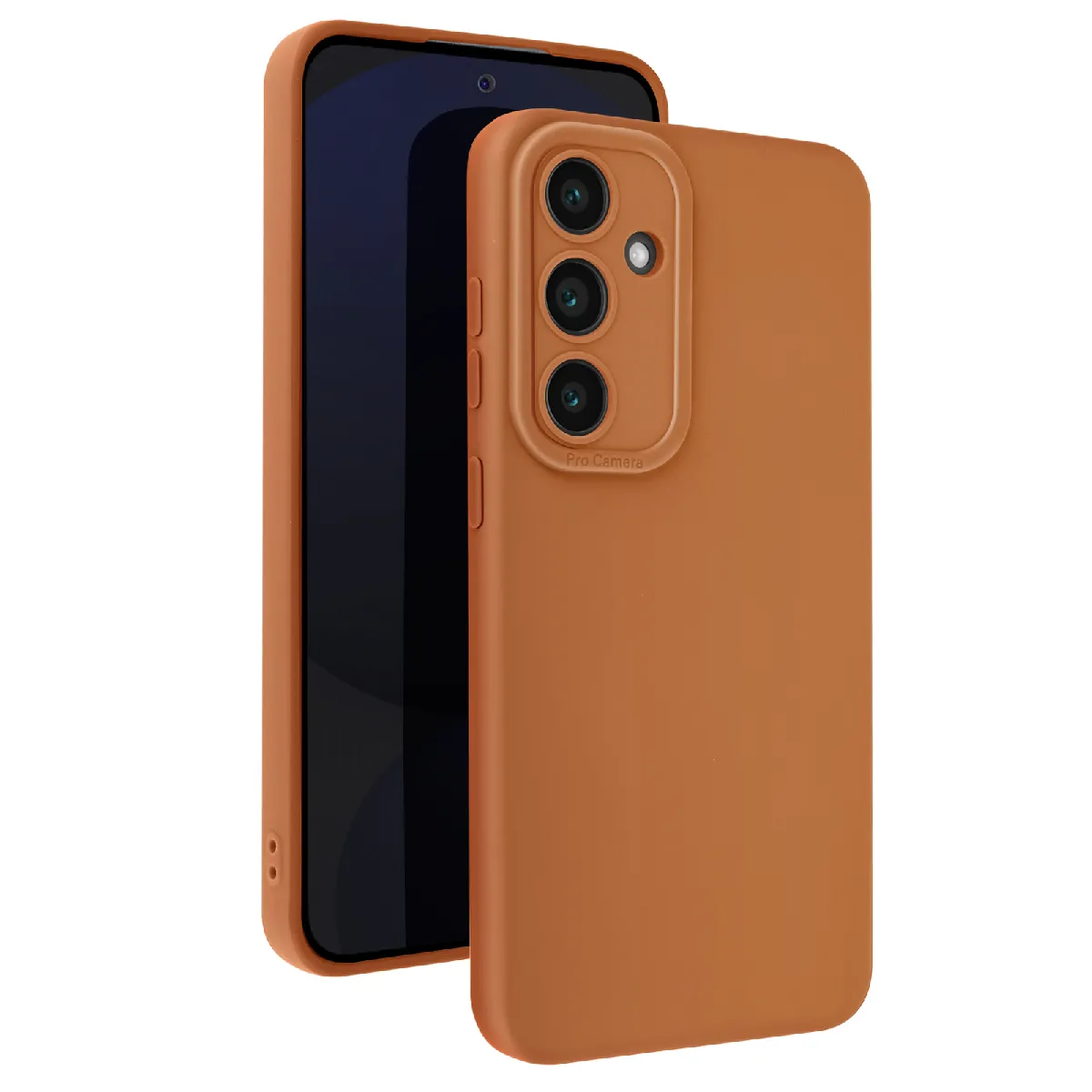 Coque Pour Samsung Galaxy S24 Fe Silicone Mat Bloc Caméra Protégé Marron