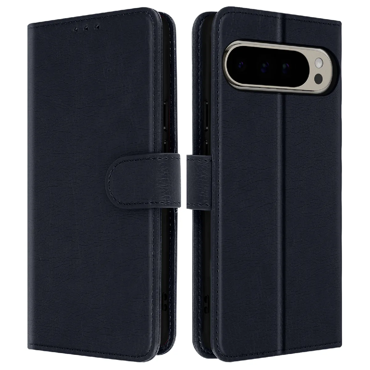 Étui Folio Pour Google Pixel 9 Pro Xl Série Chesterfield Avec Fonction Support Bleu Nuit