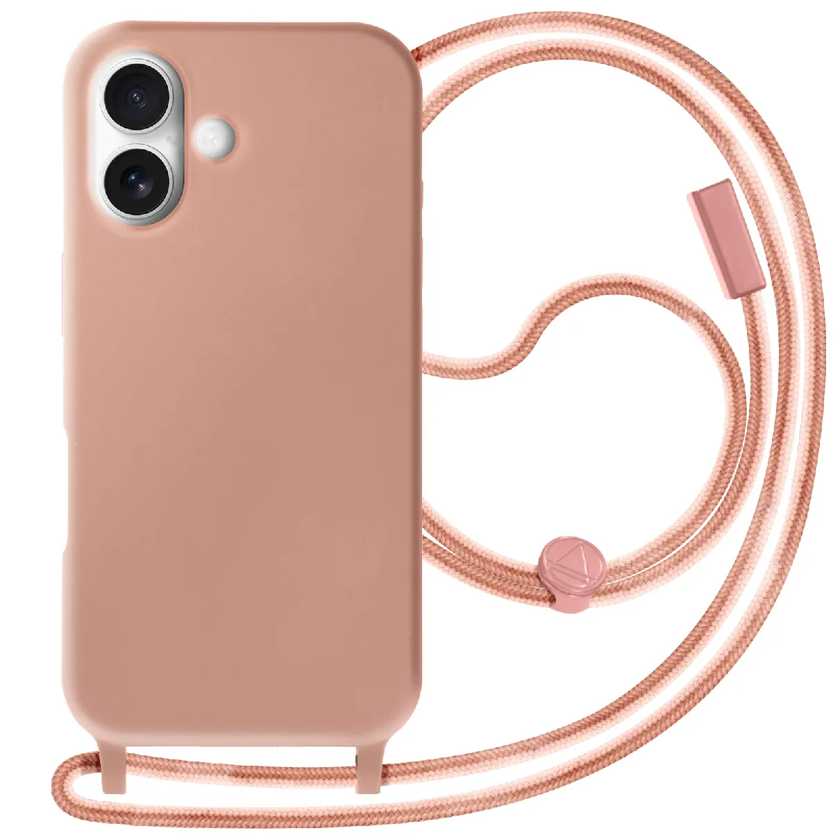 Coque Cordon Semi Rigide Soft Touch Pour Iphone 16 Rose Champagne