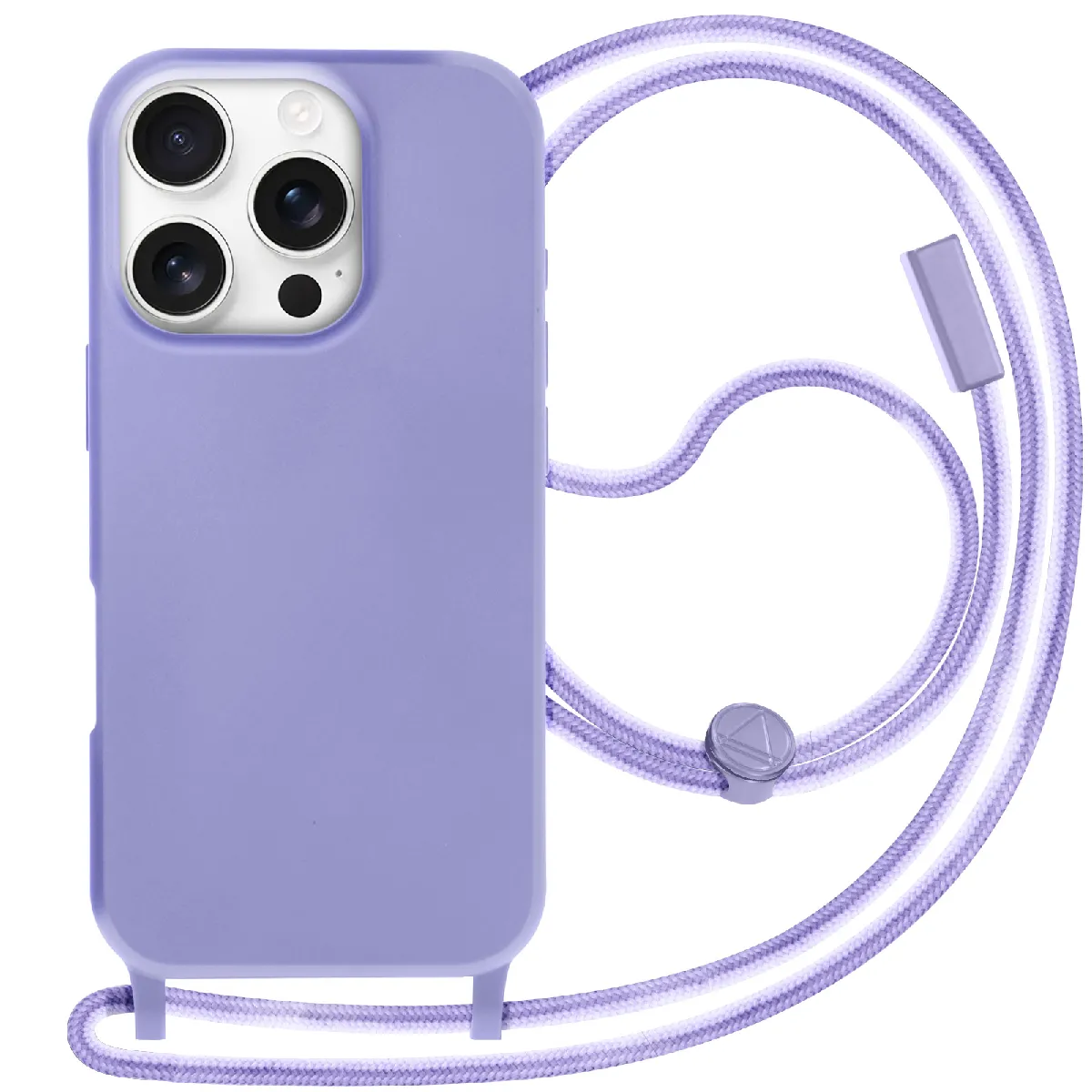 Coque Pour Iphone 16 Pro Soft Touch Avec Cordon Tour De Cou Lavande