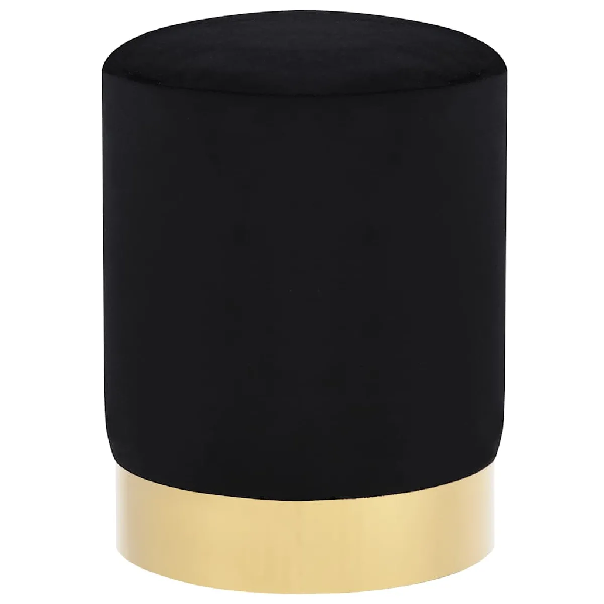 Tabouret Assise Pouf Design Moderne En Velours Noir Et Base Métallique Doré Dec026364