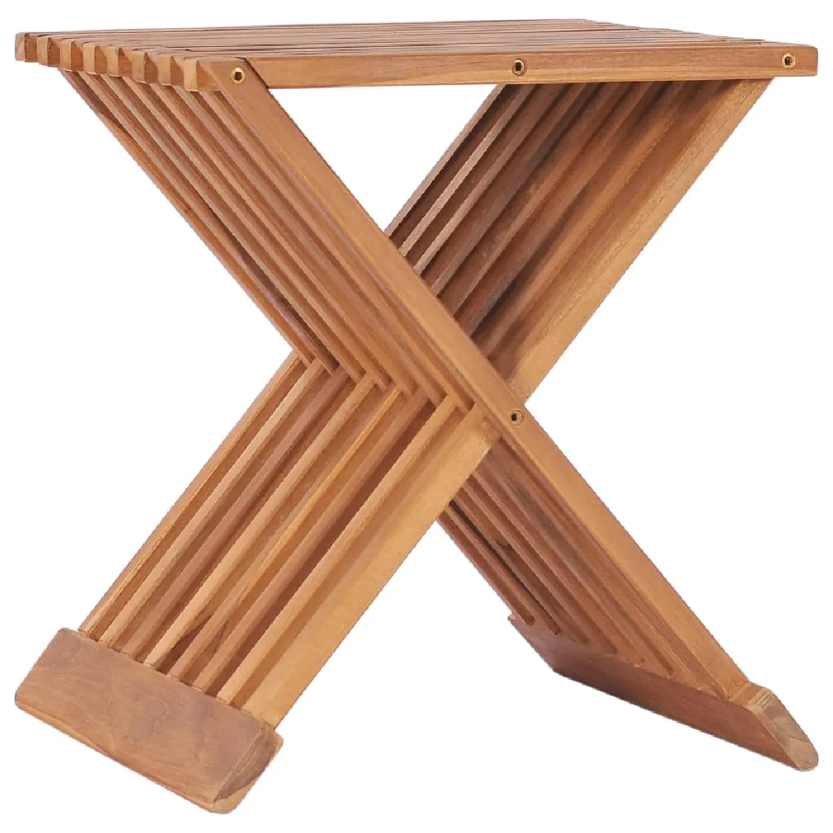Tabouret Assise Pliable Design Simple 40 X 32 X 45 Cm Bois De Teck Dec026365
