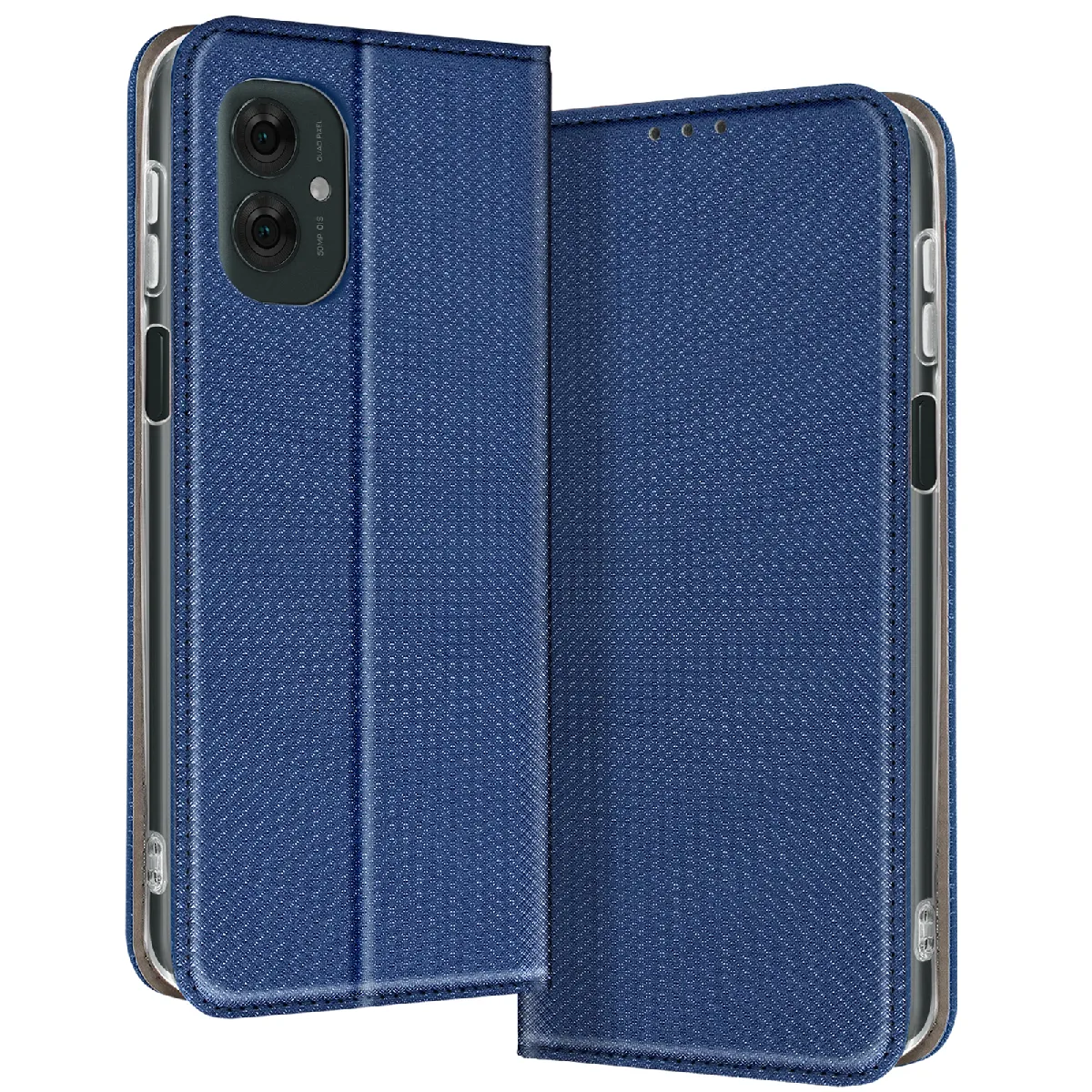 Étui Pour Motorola Moto G55 Clapet Porte-carte Et Support Vidéo Bleu Nuit