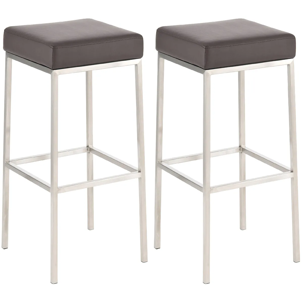 Lot De 2 Tabourets De Bar Avec Repose-pieds Design Simple Hauteur 85 Cm En 10_0004373