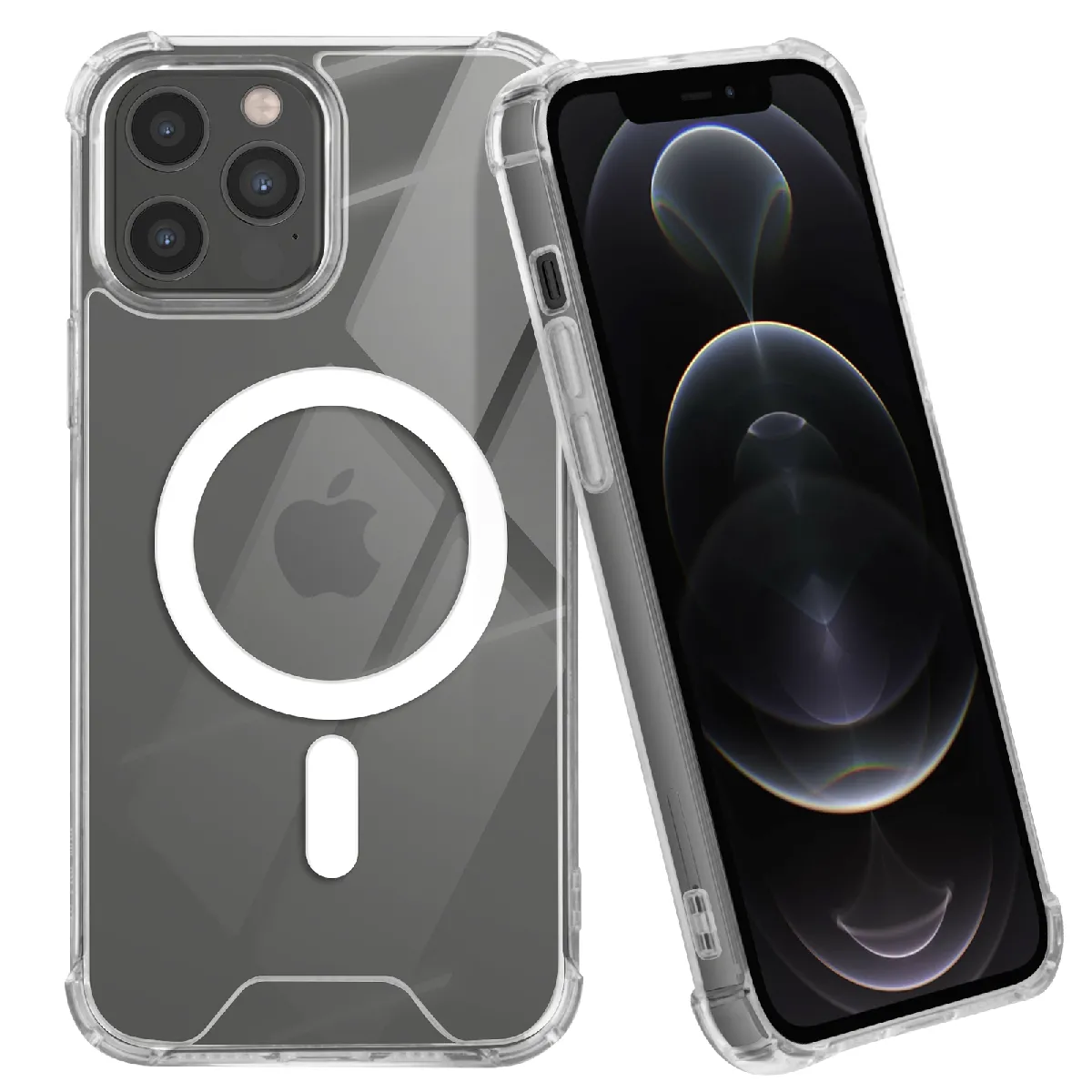 Coque Magsafe Pour Iphone 12 Pro Max Silicone Gel Coins Renforcés Transparent