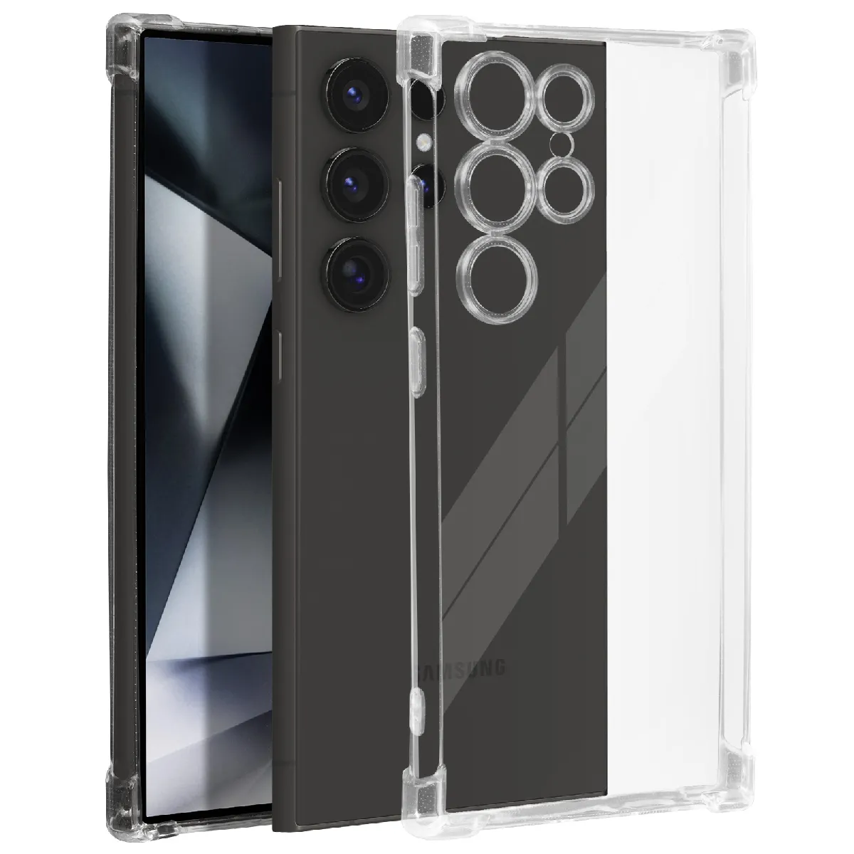 Coque Pour Samsung Galaxy S24 Ultra Coins Renforcés Antichoc Flexible Transparent