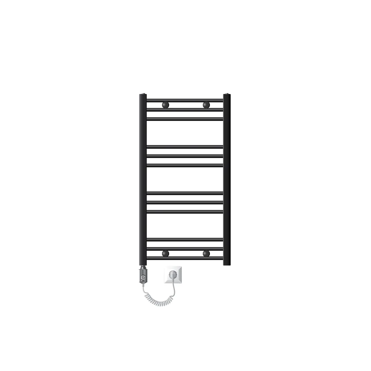 Radiateur électrique pour salle de bain Sahara 500x800 mm Anthracite raccord latéral droit & résistance 600W thermostat