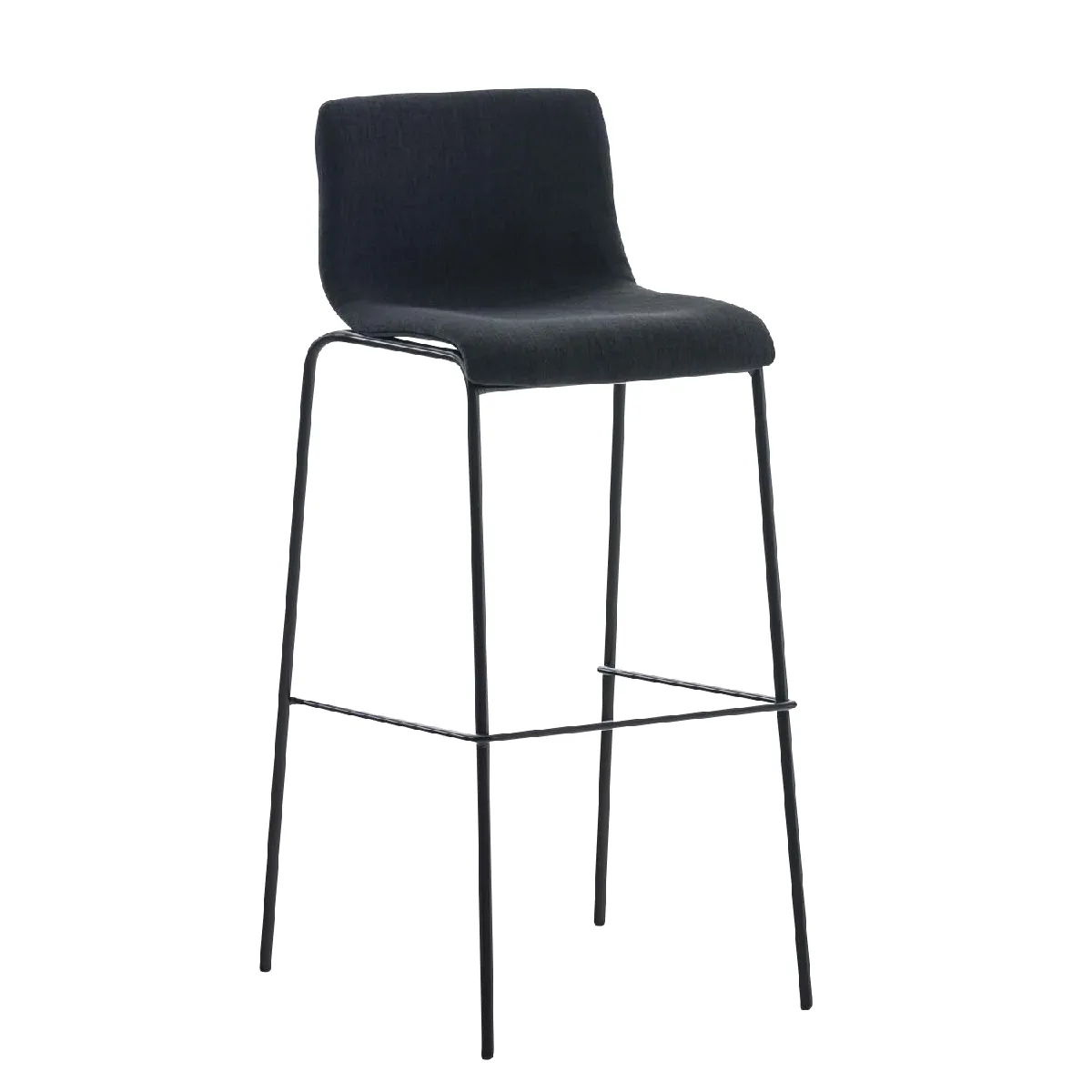 Tabouret De Bar X1 Design Moderne Empilable Assise En Tissu Noir Et 4 Pieds 10_0004957