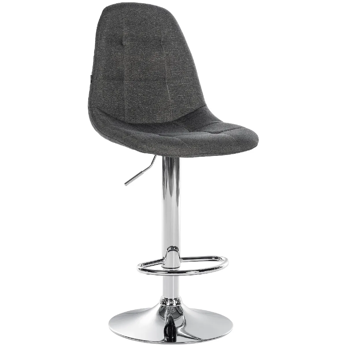 Tabouret De Bar X1 Avec Repose-pieds Hauteur Réglable Pivotant Assise En Tissu Gris Foncé 10_0004845