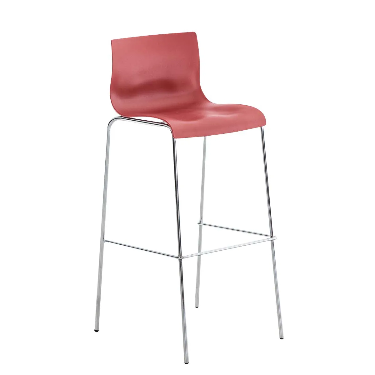 Tabouret De Bar Avec Repose-pieds Dossier Incurvé En Plastique Noir Et 4 Pieds En 10_0004941
