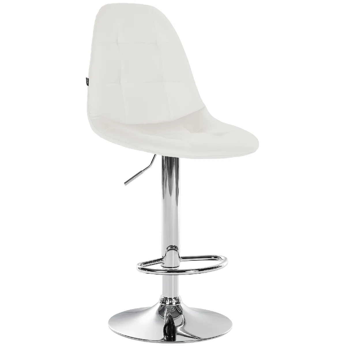 Tabouret De Bar X1 Avec Repose-pieds Hauteur Réglable Pivotant Assise En Pvc Blanc Cadre 10_0004827