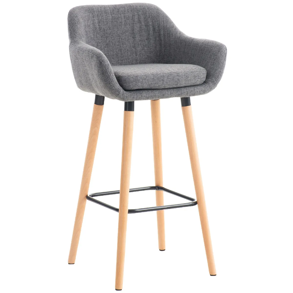 Tabouret De Bar Lounge X1 Design Scandinave Assise En Tissu Gris Clair Pieds En 10_0004924
