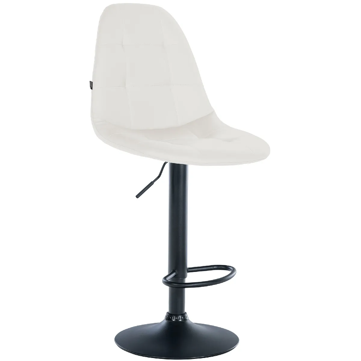 Tabouret De Bar X1 Avec Repose-pieds Hauteur Réglable Pivotant Assise En Pvc Blanc Cadre 10_0004819