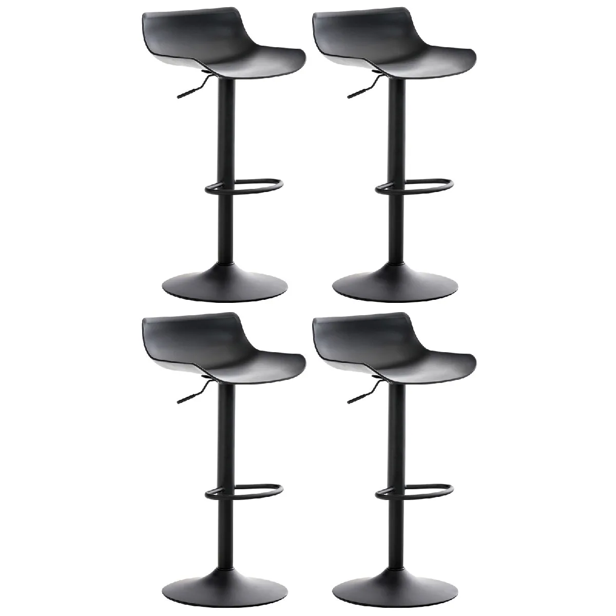Tabourets De Bar X4 Avec Repose-pieds Hauteur Réglable Desing Moderne En Plastique Noir Et 10_0004498