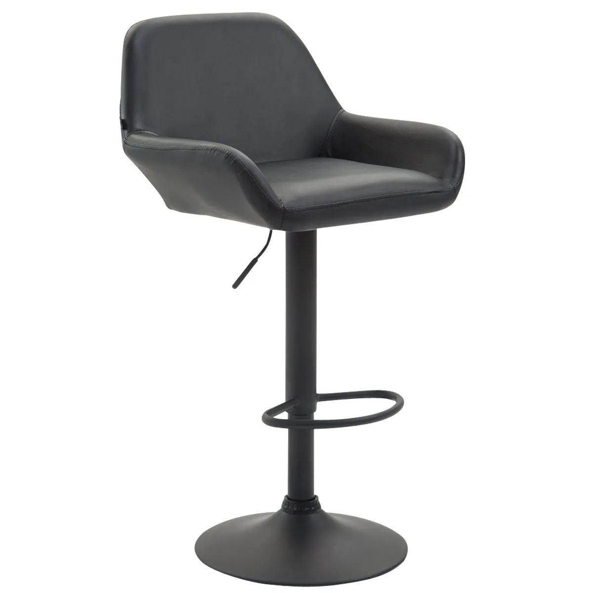 Tabouret De Bar X1 Repose-pieds En Forme D'arc En Métal Noir Assise En Pvc 10_0004544