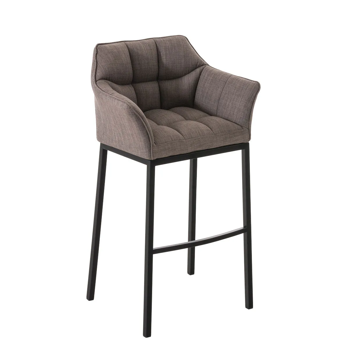 Tabouret De Bar Chaise Haute De Comptoir Couture Carrées Assise En Tissu Gris 4 10_0004704