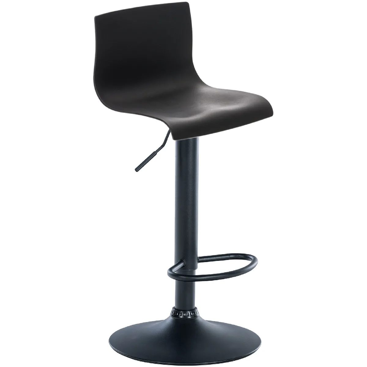 Tabouret De Bar Avec Repose-pieds Pivotant Dossier Incurvé En Plastique Noir Et Métal Noir 10_0004933