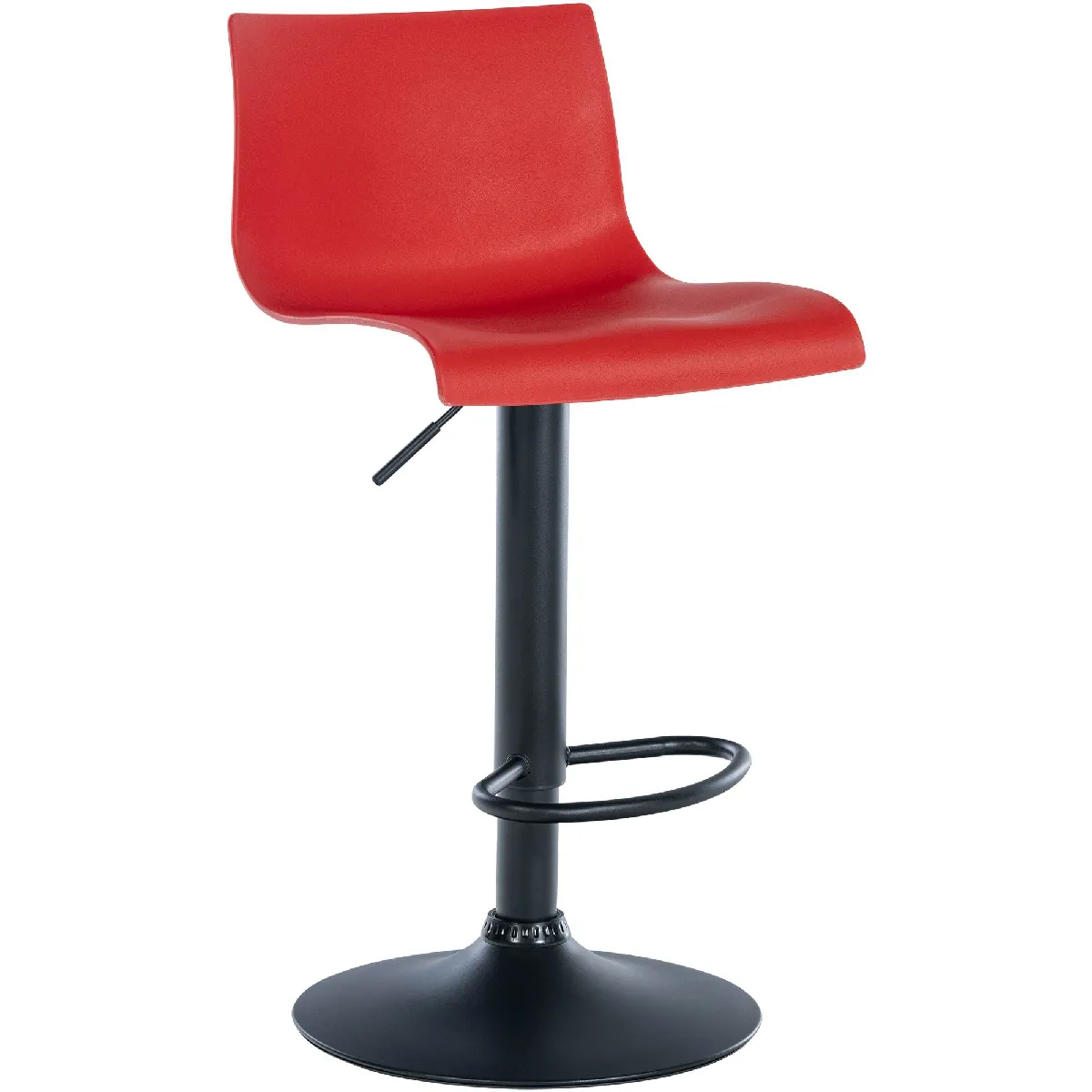 Tabouret De Bar X1 Design Simple Avec Repose-pieds En Plastique Rouge Pieds En Métal 10_0004552