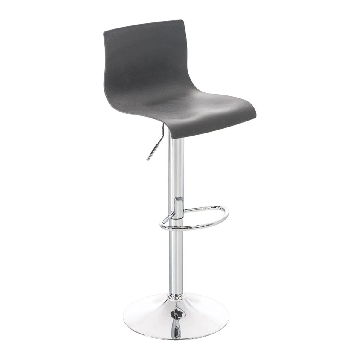 Tabouret De Bar Avec Repose-pieds Plastique Gris Piètement Trompette 10_0001331