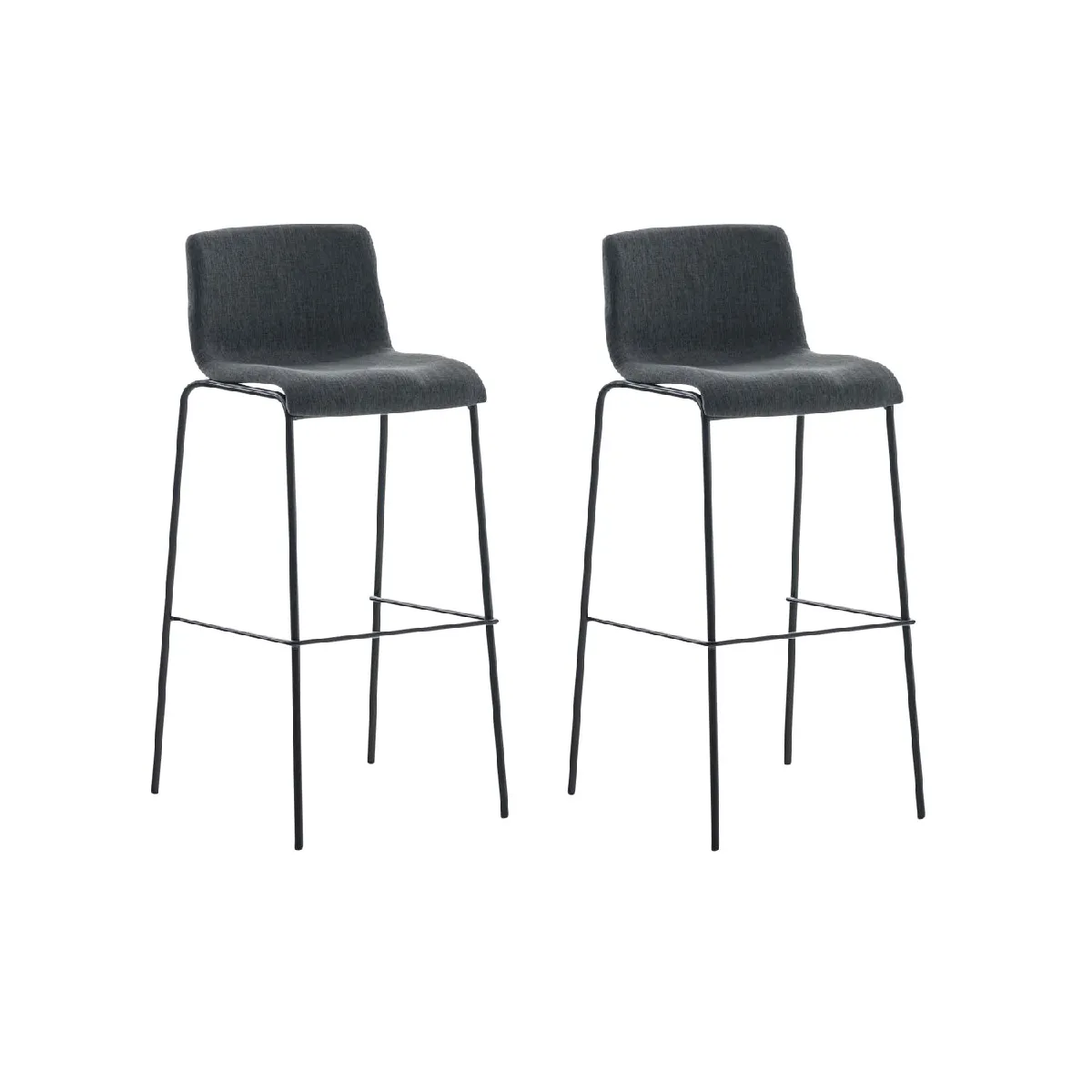 Lot De 2 Tabourets De Bar Avec Repose-pieds Dossier Incurvé En Tissu Gris Foncé 10_0004200