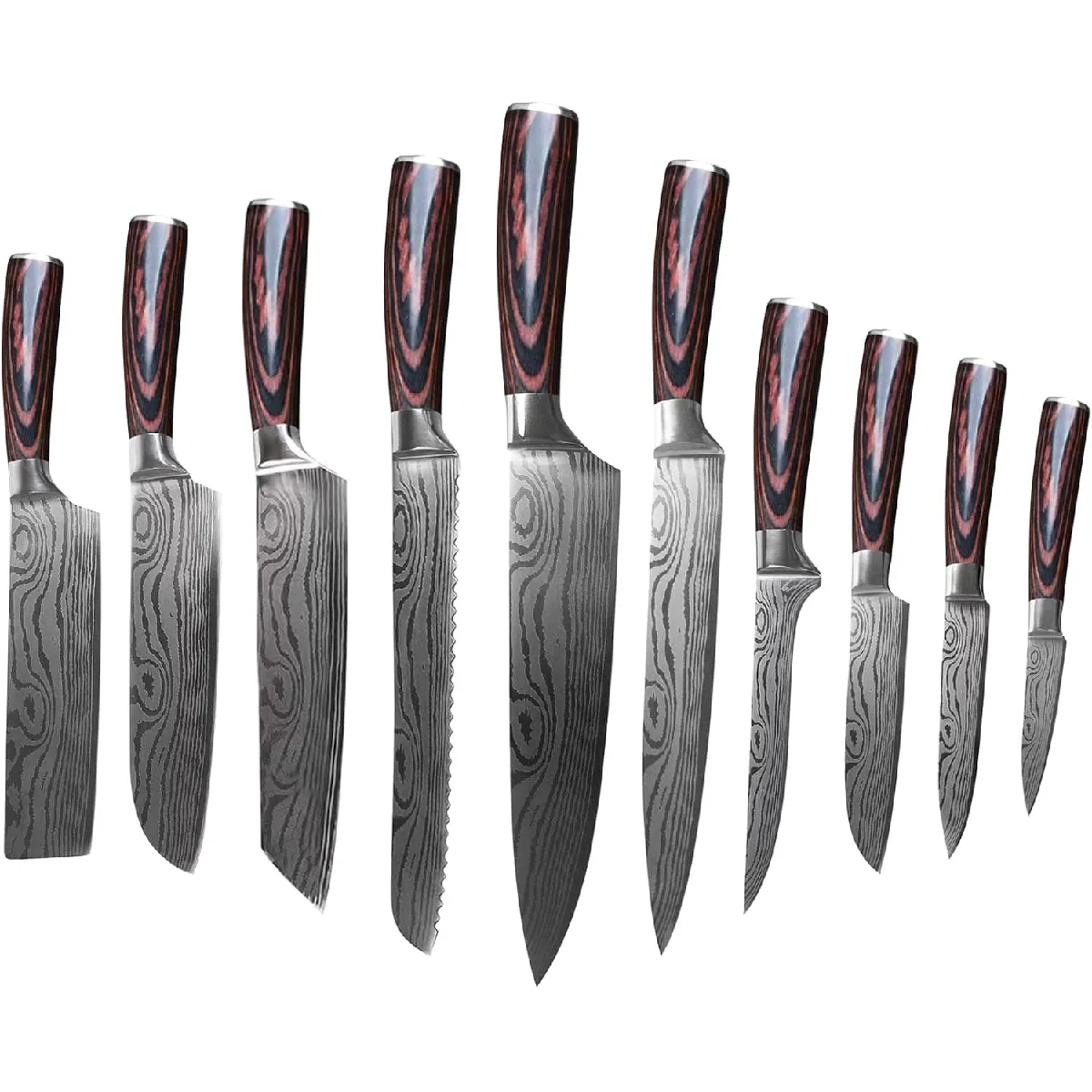 10 Couteaux De Cuisine Ultra Sharp Avec Poignée Ergonomique Anti Dérapante