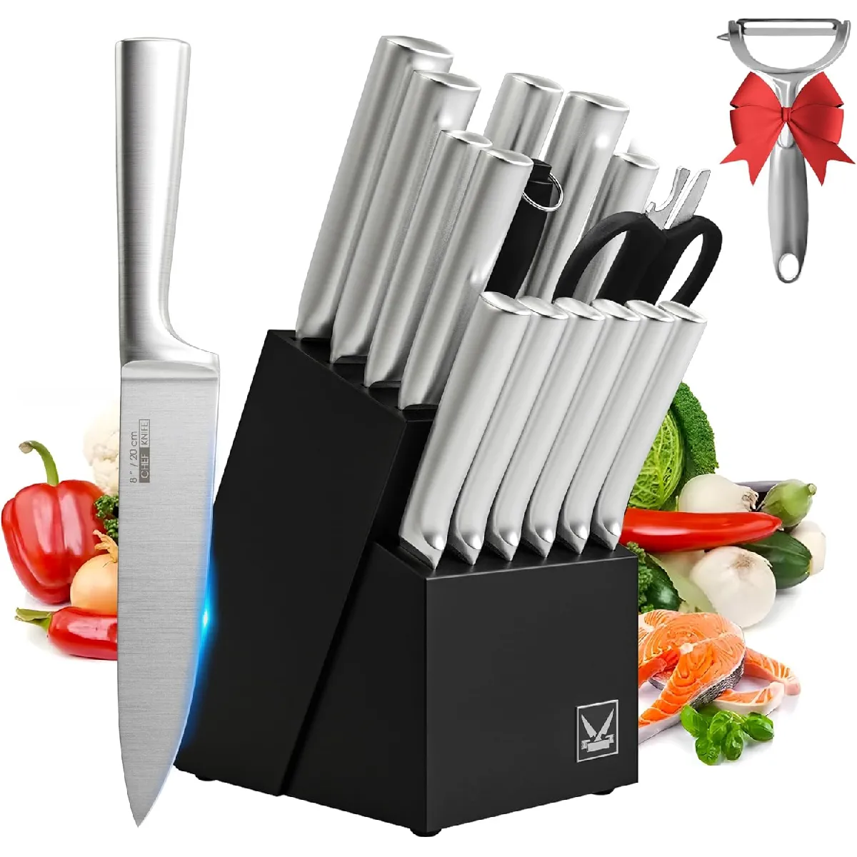 16 Couteaux De Cuisine En Acier Inoxydable