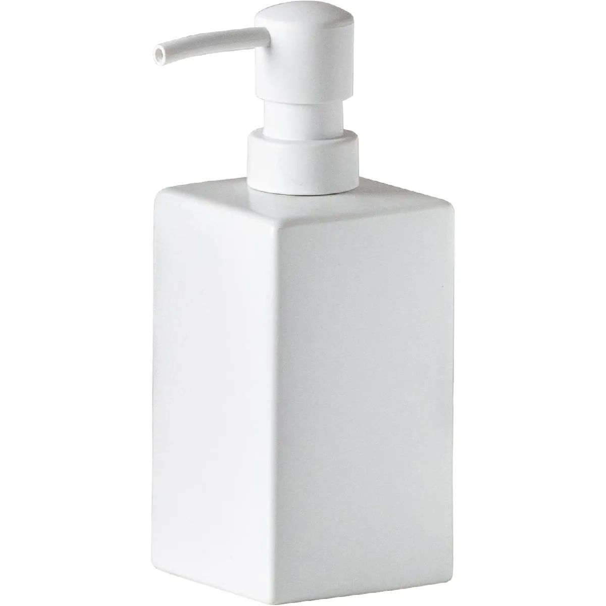 Distributeur de savon carré en céramique de 414 ml blanc mat