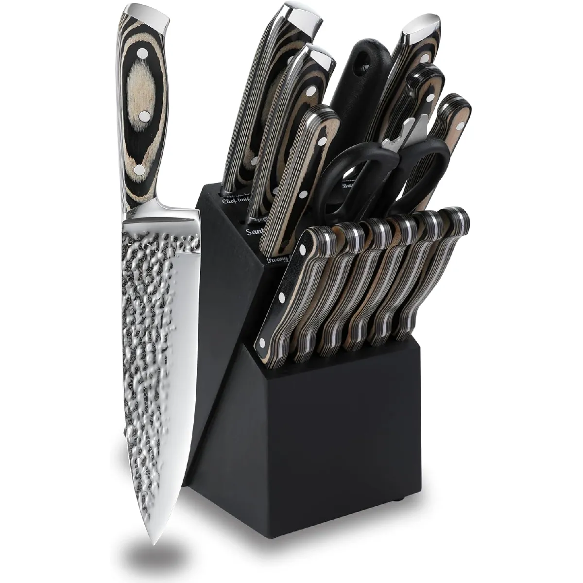 Ensemble De Couteaux De Cuisine 15 Pièces Avec Bloc
