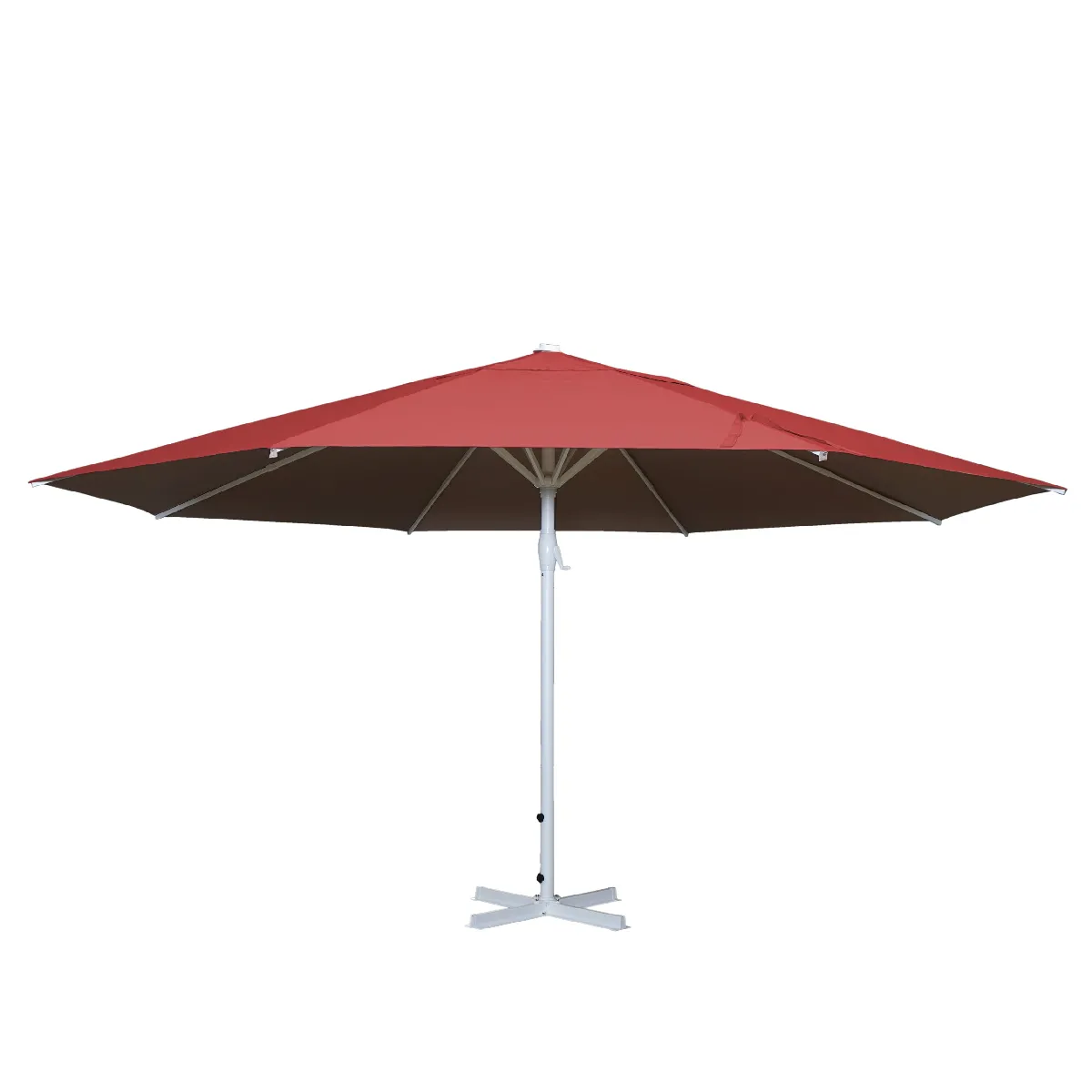 Parasol Pour Restauration Ø 5m Mât Polyester/aluminium Blanc 28kg Rouge Sans Pied 04_0003858