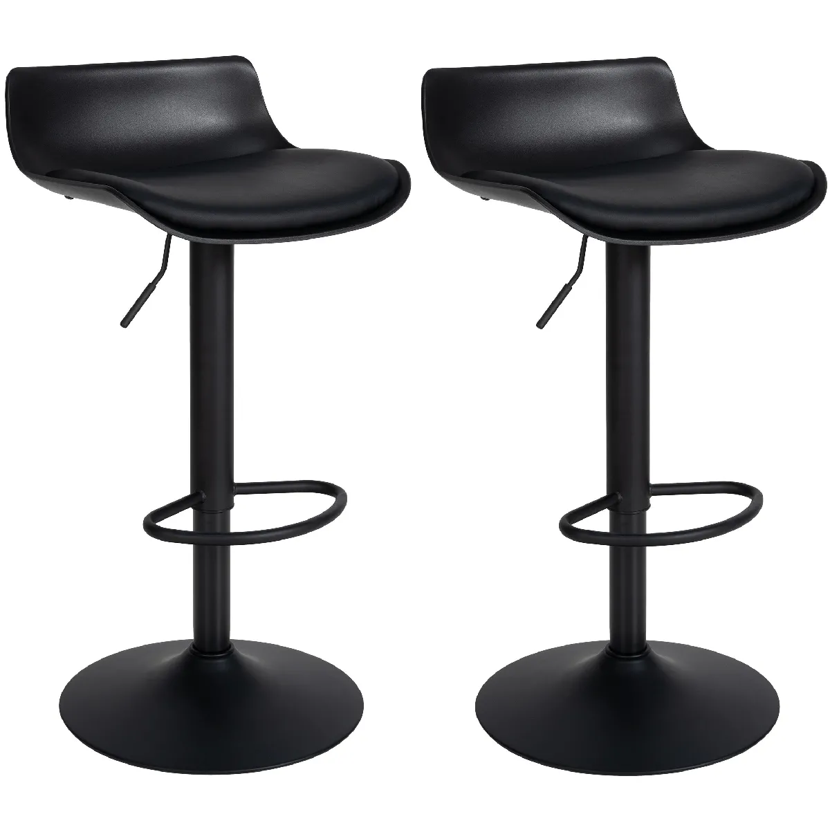 Tabouret De Bar X2 Avec Repose-pieds Hauteur Réglable Desing Moderne En Pvc Noir Et 10_0004017