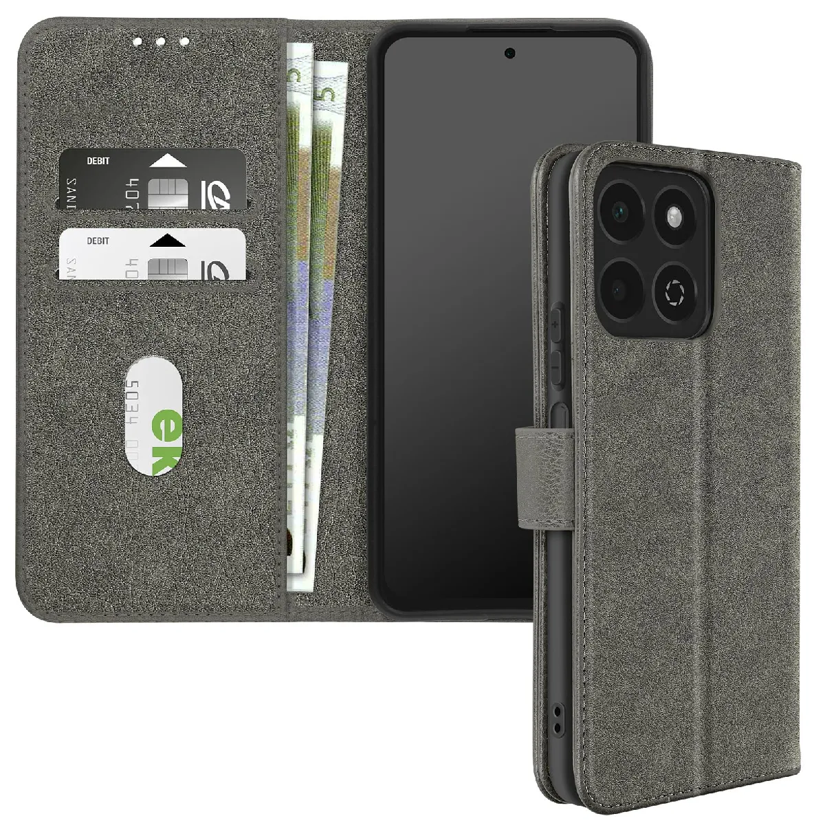 Étui Pour Honor 200 Smart Clapet Portefeuille Et Support Vidéo Gris