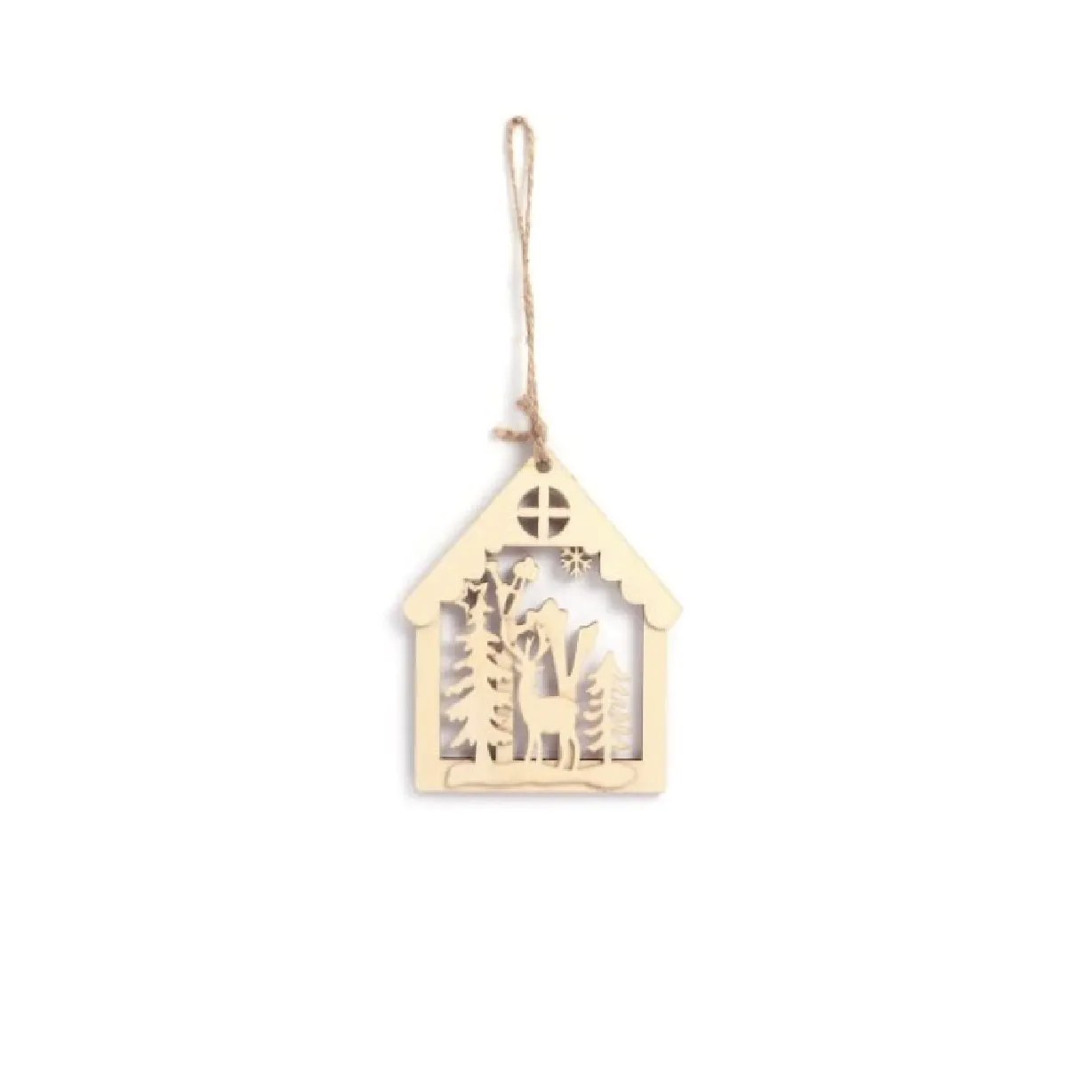 Suspension Bois Graine_creative Maison Renne Forêt 12,8x10,3 Cm Multicolor Autre(s) Matière(s)