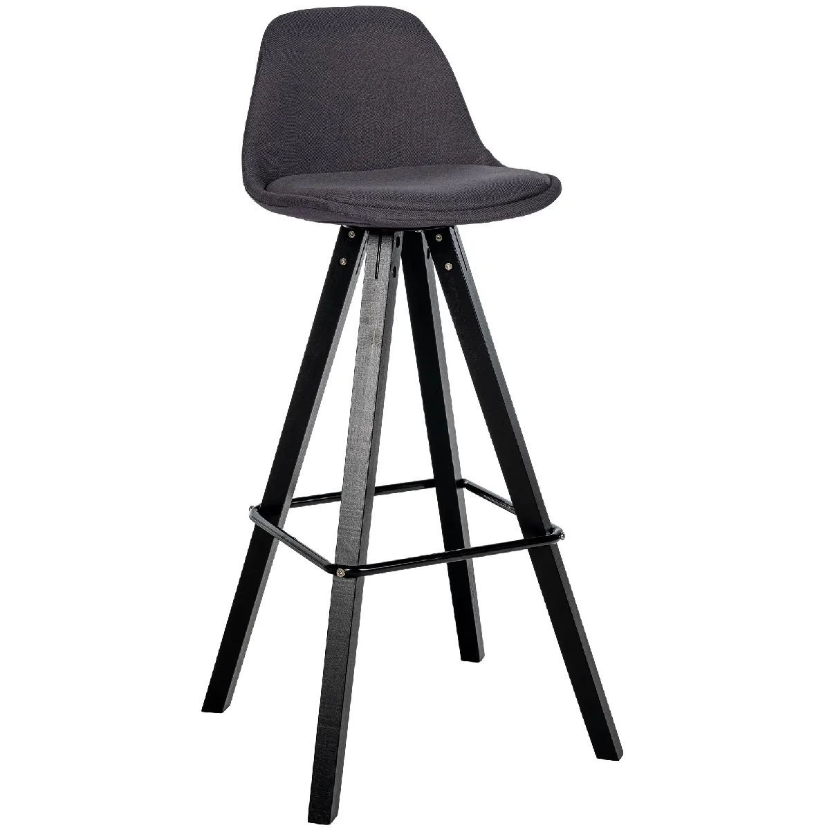 Tabouret De Bar Corbin Tissu Carré Noir Gris Foncé