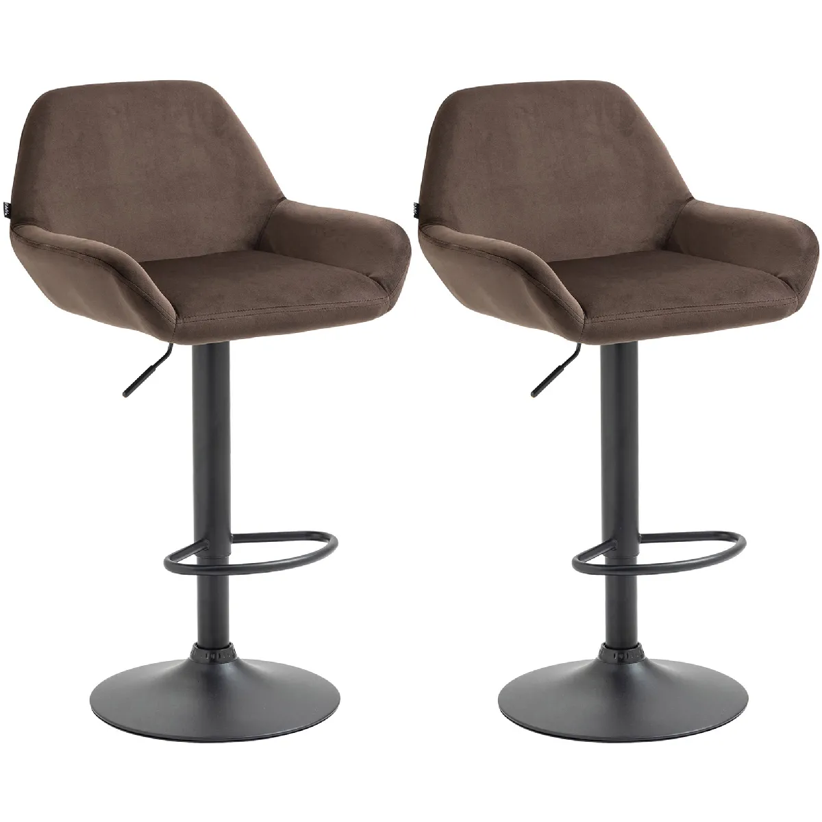 Lot De 2 Tabourets De Bar Braga Velours Noir Brun
